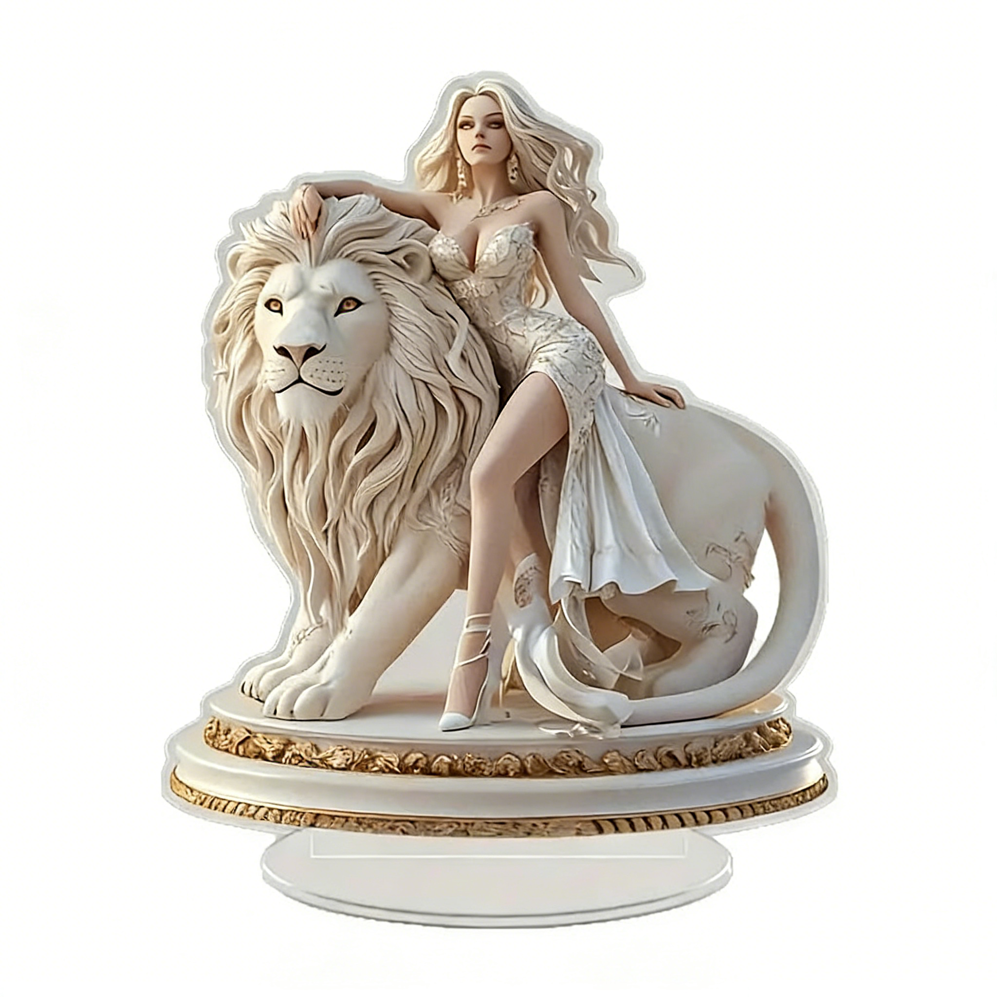 🔥Goddess & Lion 2D Acrylic  ✨ Luxury Desktop Decor Ornament