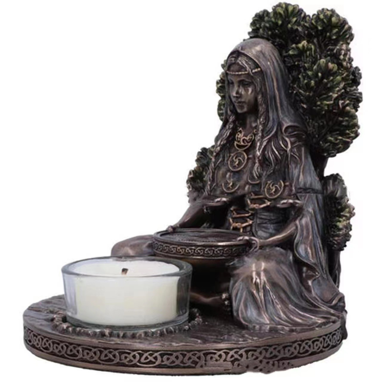 Celtic Tree Goddess Candle Holder ✨ Spiritual Ritual Decor for Meditation & Cozy Evening Ambiance