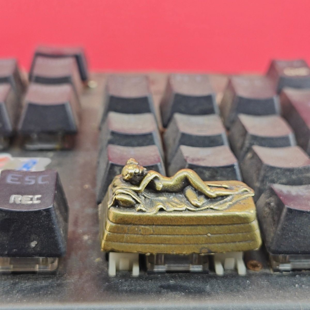 Vintage Brass Sleeping Beauty Keycap Artisan Metal Relief Keycap for Mechanical Keyboard