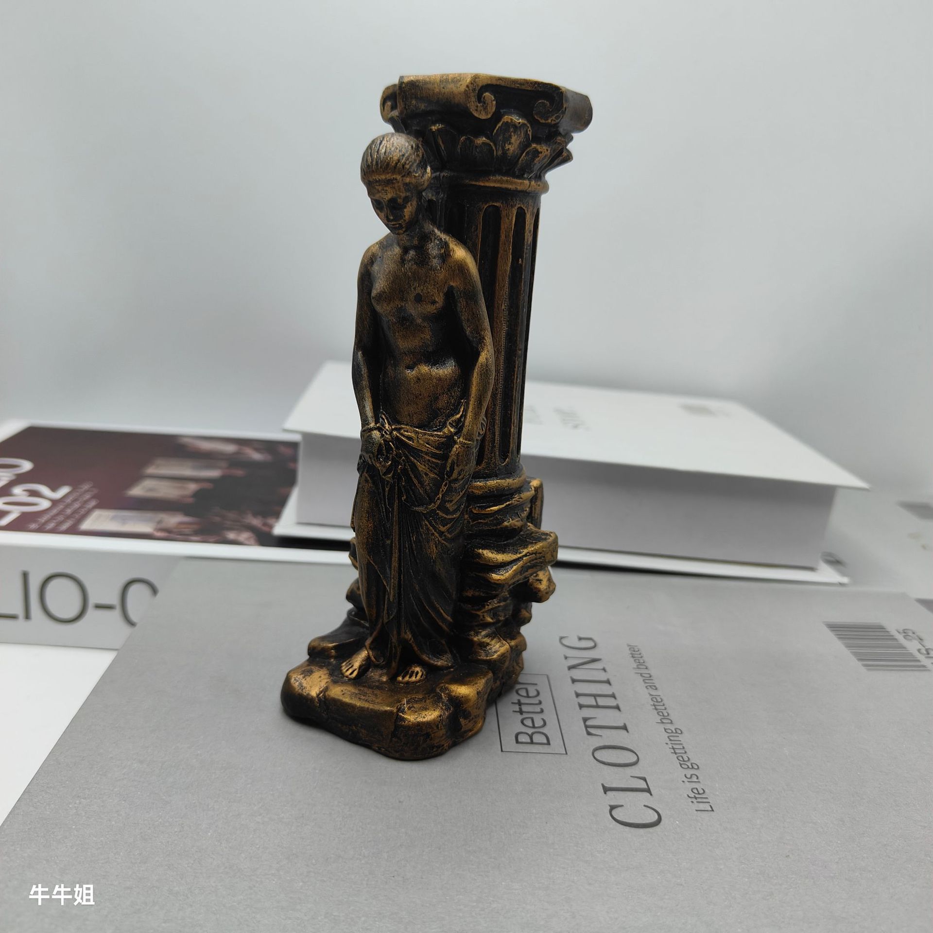 Ancient Greek Goddess Column Resin Ornament ✨ Vintage Home Decor Small ✨ Candle Holder