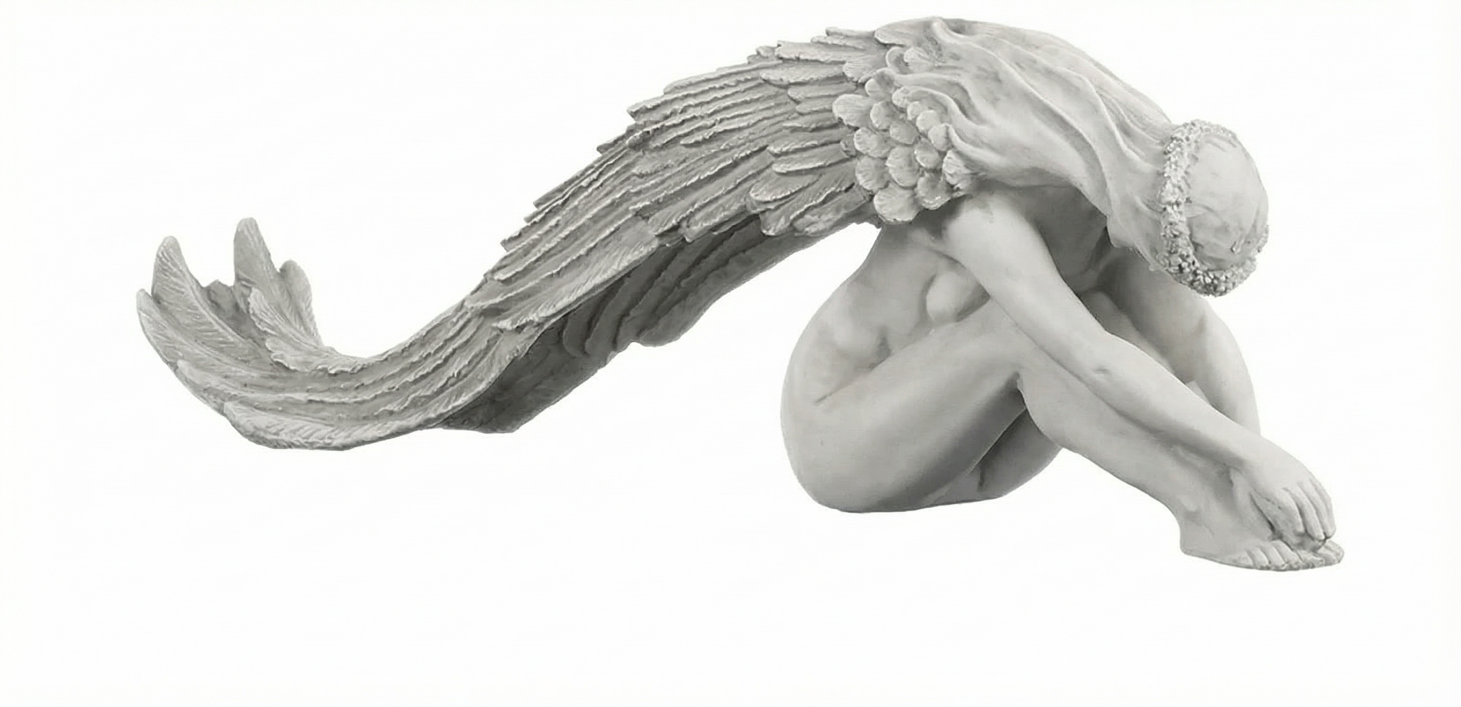 Greek Winged Goddess Sculpture - Classical Art Meditative Angel Decor for Serene Living Room & Entryway