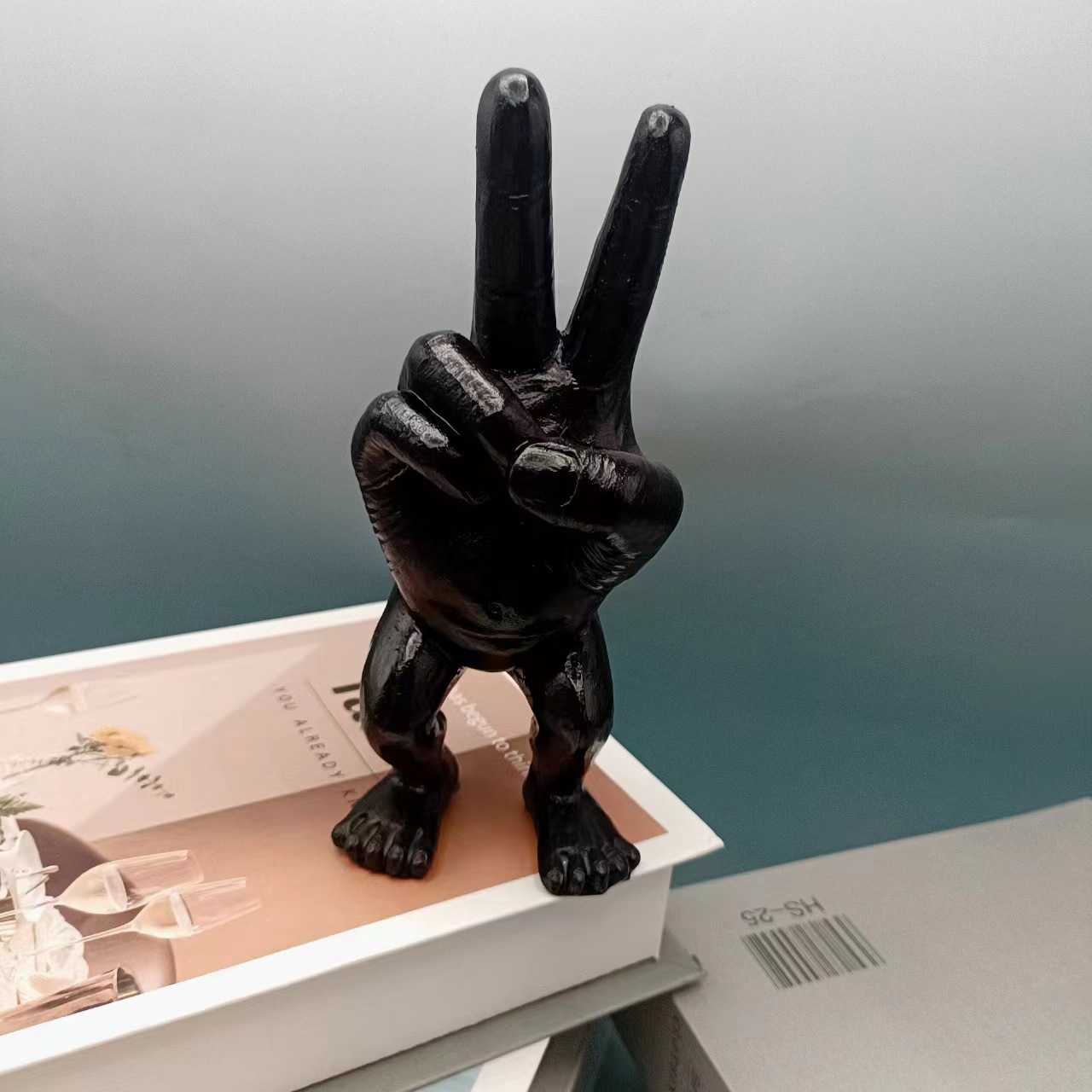 Fun Peace Sign Resin Figure Ornament ✨ Creative Desktop Decor ✨ Photo Prop