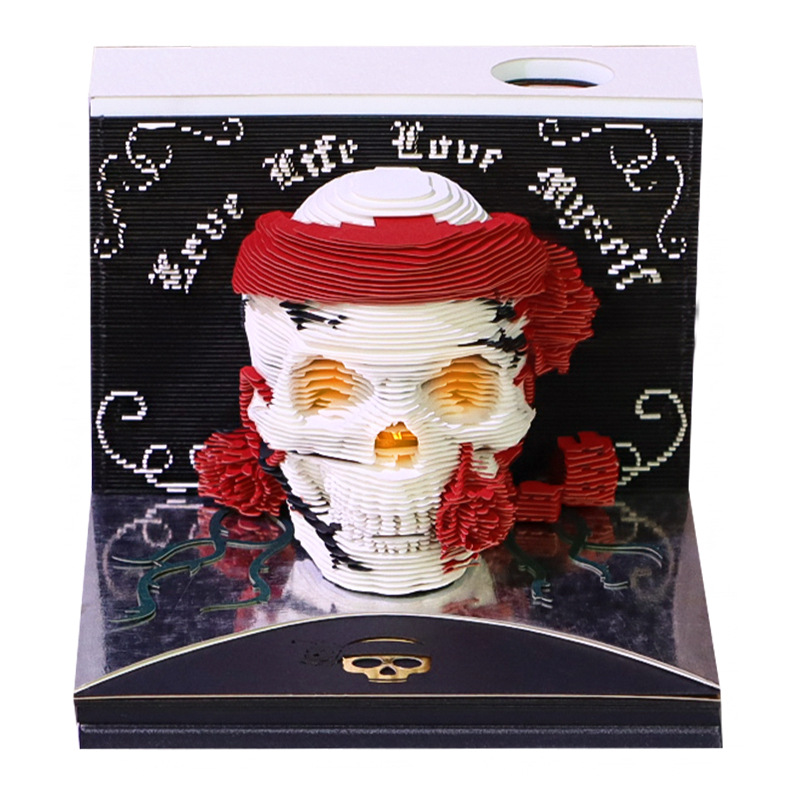 Skull✨LED✨Souvenir✨Calendar✨3D Notepad✨Desktop Decoration✨Cultural and Creative Souvenirs