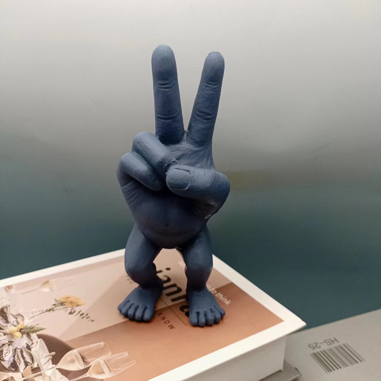 Fun Peace Sign Resin Figure Ornament ✨ Creative Desktop Decor ✨ Photo Prop