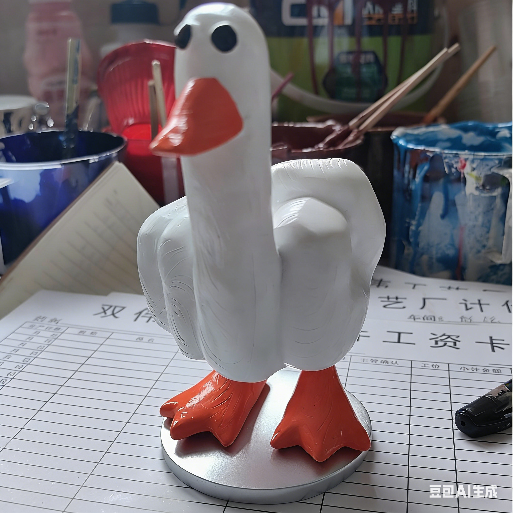 Funny Finger Goose Decor Ornament ✨ Cute White Goose Creative Desktop ✨ Figurine Playful Stress Relief Decor