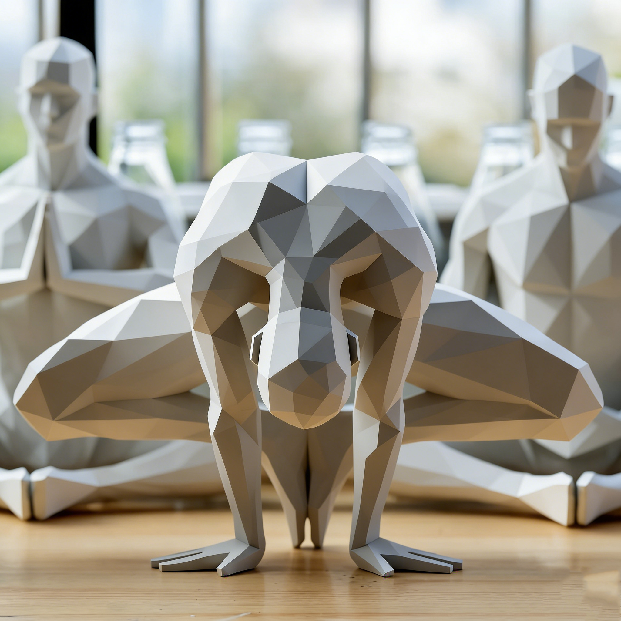 Minimalist Low-Poly Yoga Sculpture Set ✨ Modern Geometric Meditation Decor for Home & Studio