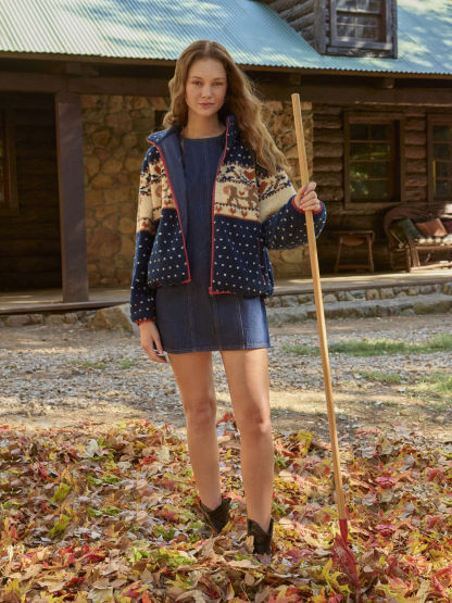 Fleece Collar Graphic Jacket