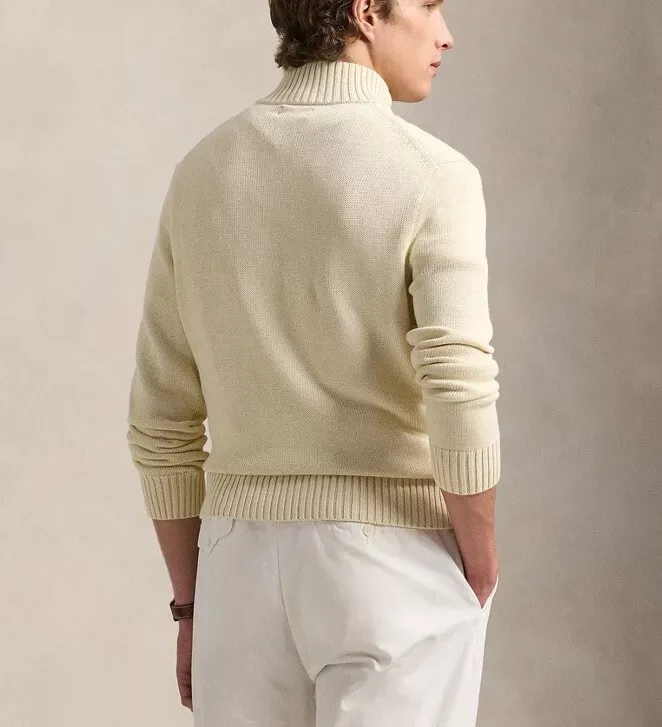 Polo Ralph Lauren Men’s Premium Cotton Quarter-Zip Sweater Cream