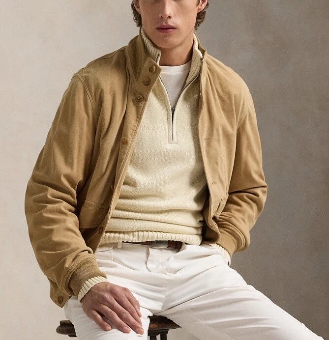 Polo Ralph Lauren Men’s Premium Cotton Quarter-Zip Sweater Cream