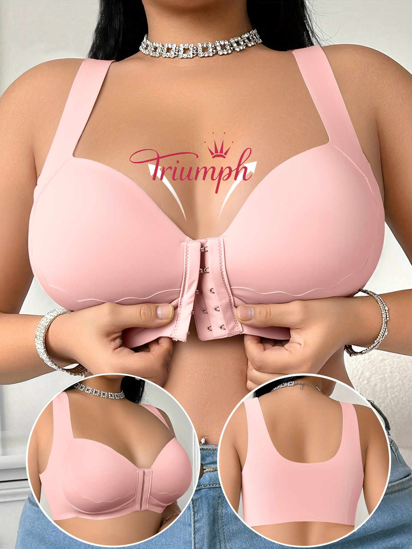 Triumph – (4 sztuki) 👑 Biustonosz bez fiszbin dla dużych rozmiarów, miękki i wygodny krój