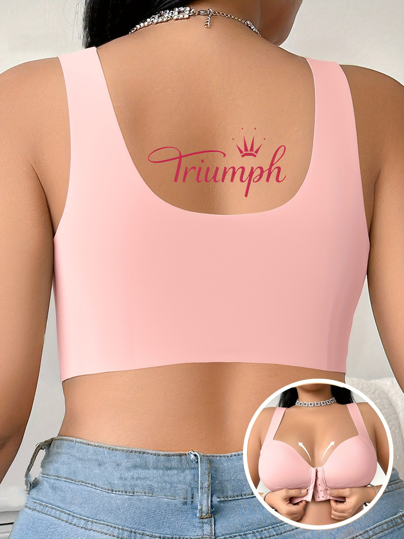 Triumph – (4 sztuki) 👑 Biustonosz bez fiszbin dla dużych rozmiarów, miękki i wygodny krój