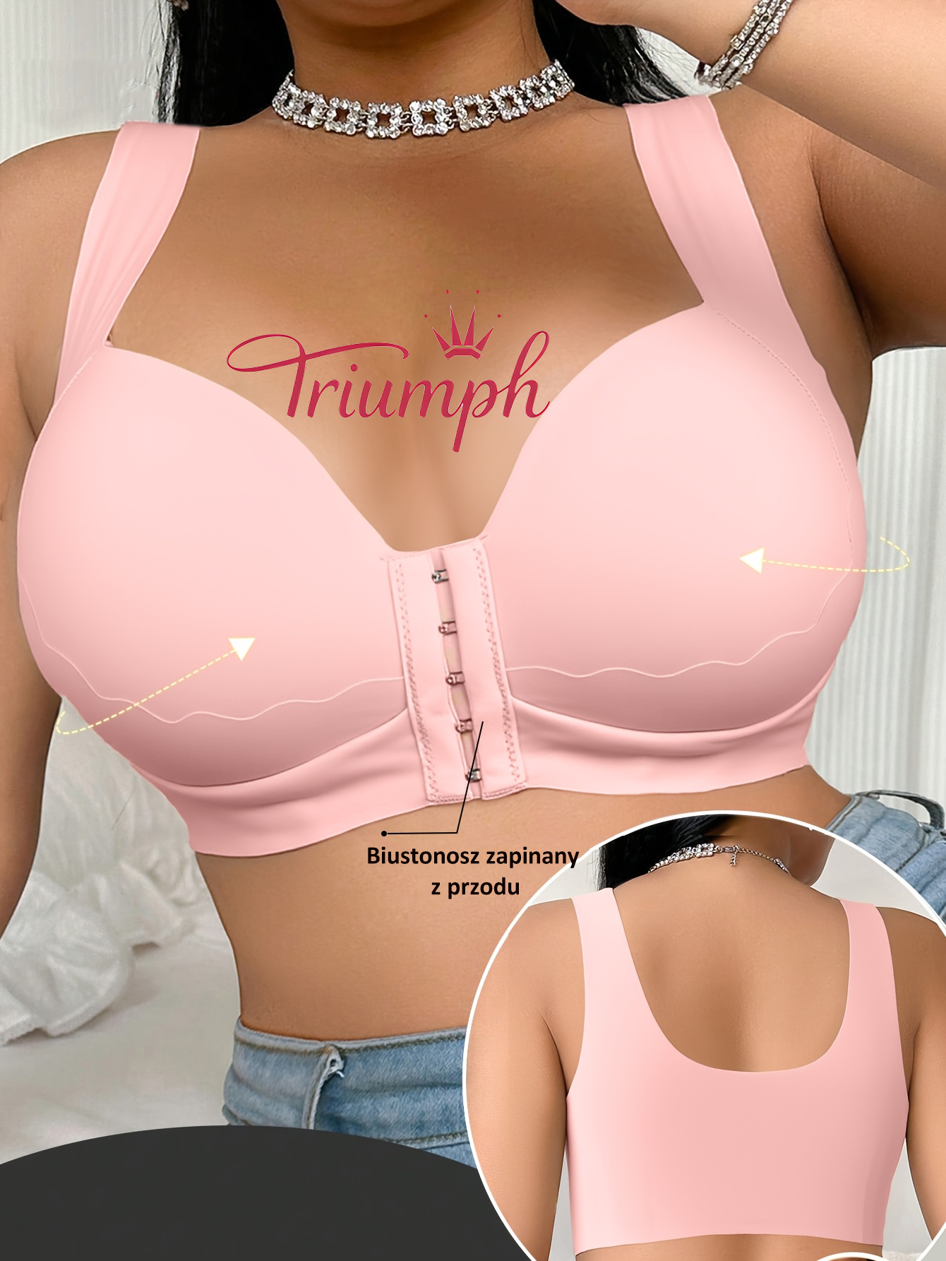 Triumph – (4 sztuki) 👑 Biustonosz bez fiszbin dla dużych rozmiarów, miękki i wygodny krój