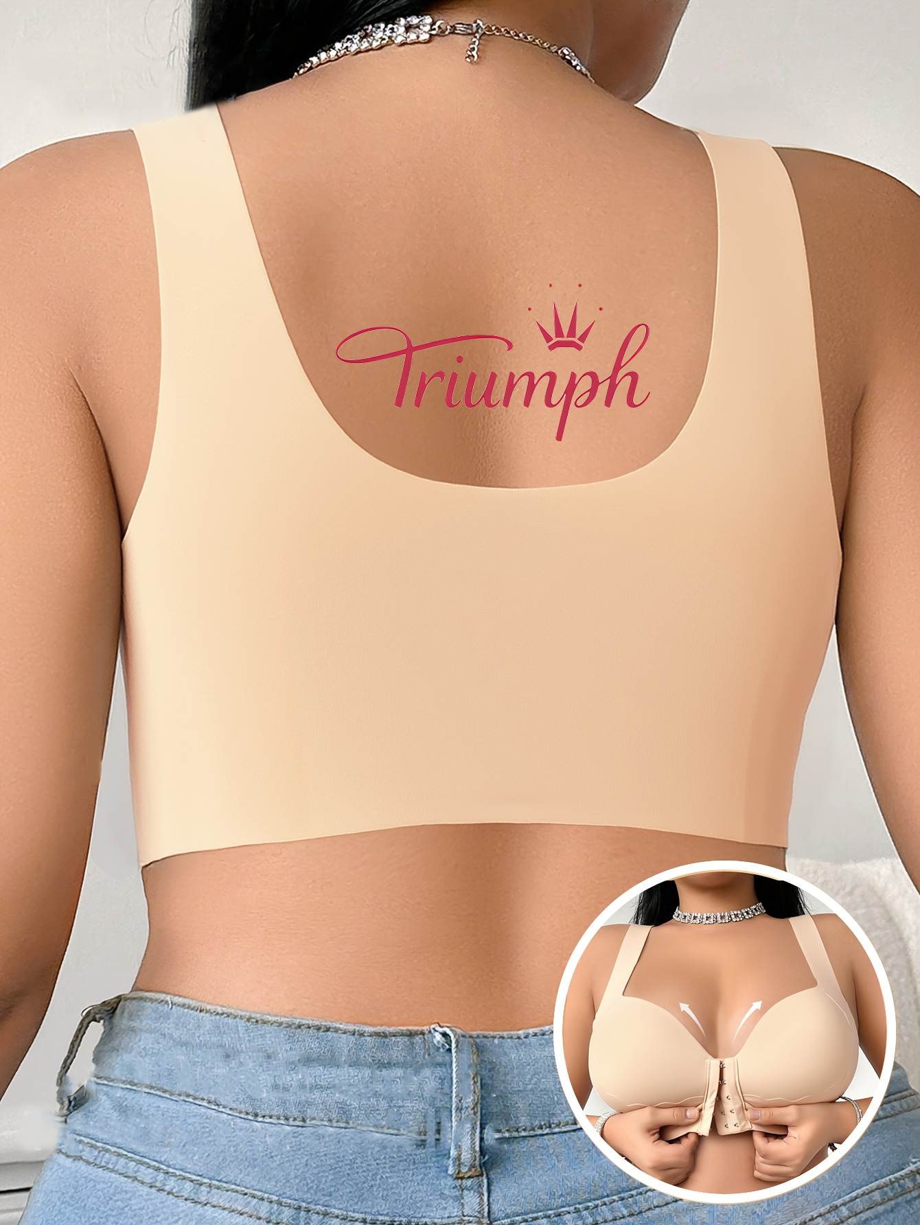 Triumph – (4 sztuki) 👑 Biustonosz bez fiszbin dla dużych rozmiarów, miękki i wygodny krój
