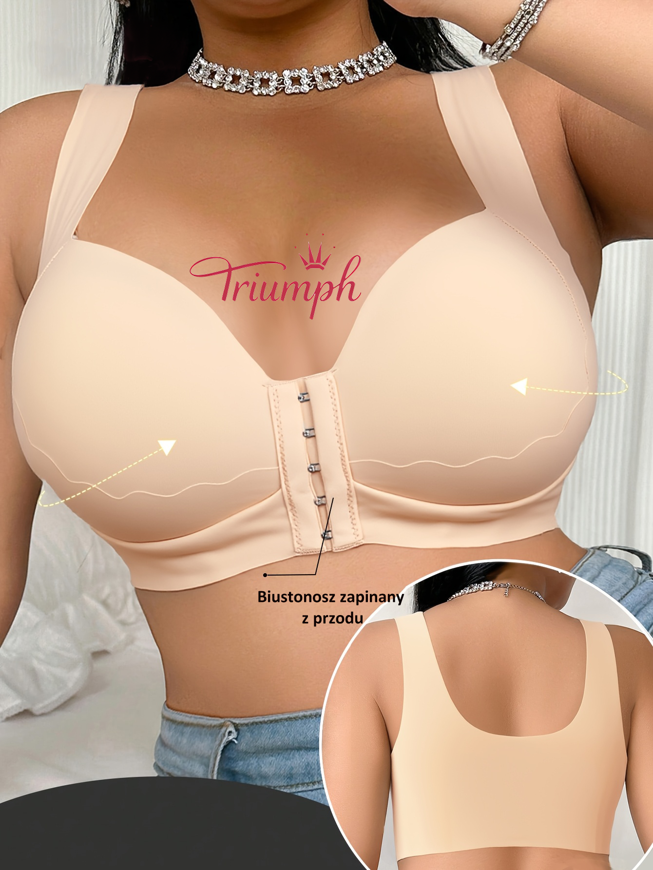 Triumph – (4 sztuki) 👑 Biustonosz bez fiszbin dla dużych rozmiarów, miękki i wygodny krój