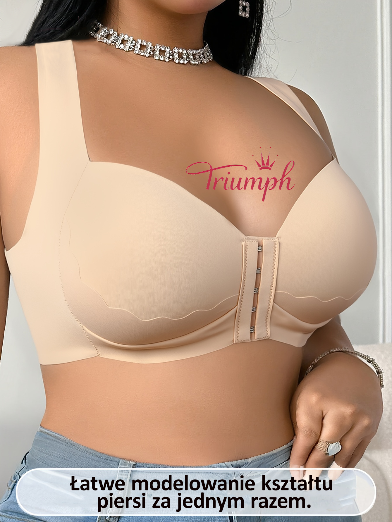 Triumph – (4 sztuki) 👑 Biustonosz bez fiszbin dla dużych rozmiarów, miękki i wygodny krój