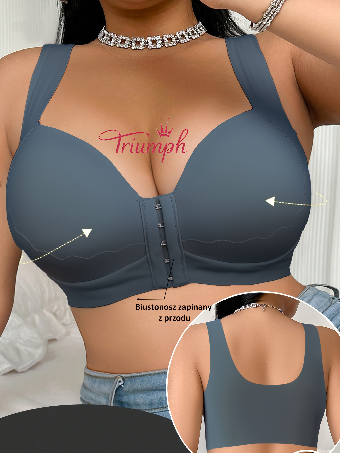 Triumph – (4 sztuki) 👑 Biustonosz bez fiszbin dla dużych rozmiarów, miękki i wygodny krój