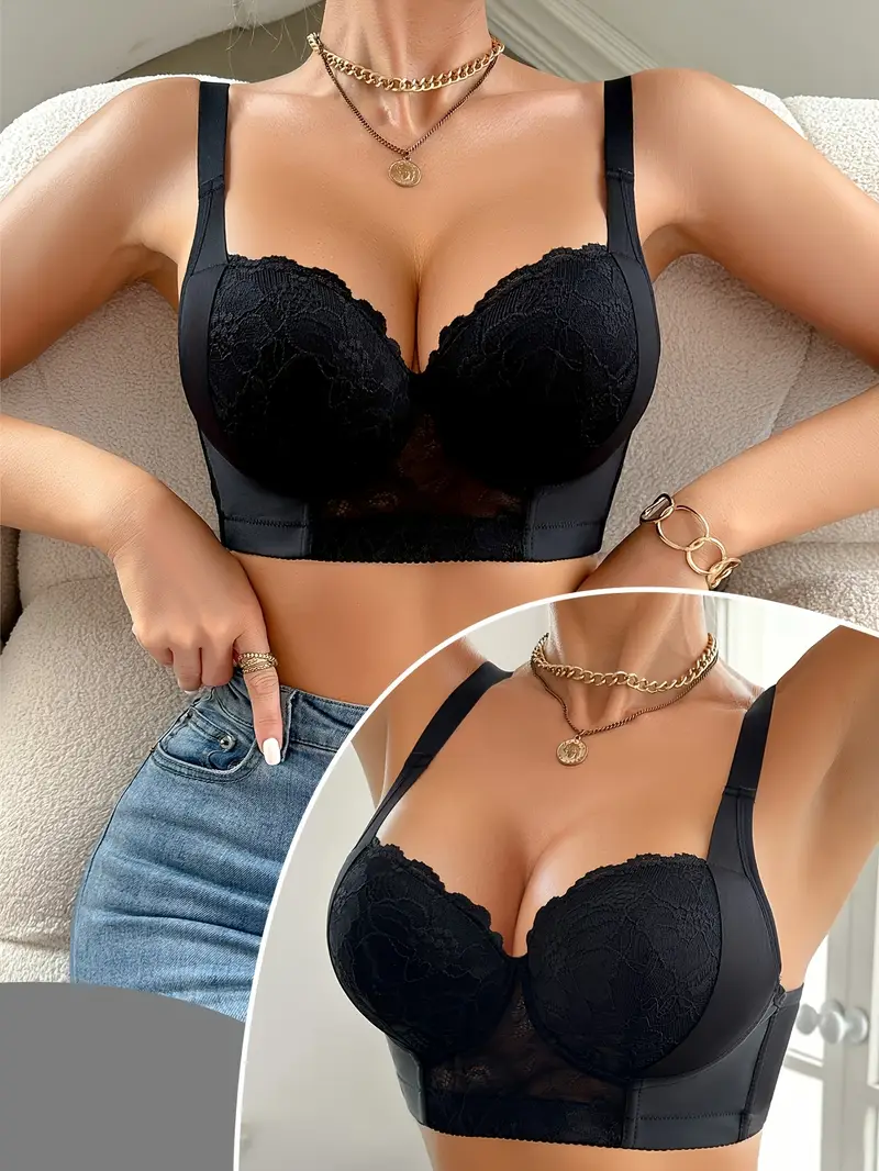 Triumph®👑4-częściowy✨✨70% zniżki💝na wygodny biustonosz z haftem w kwiaty w dużych rozmiarach [65A-120H]