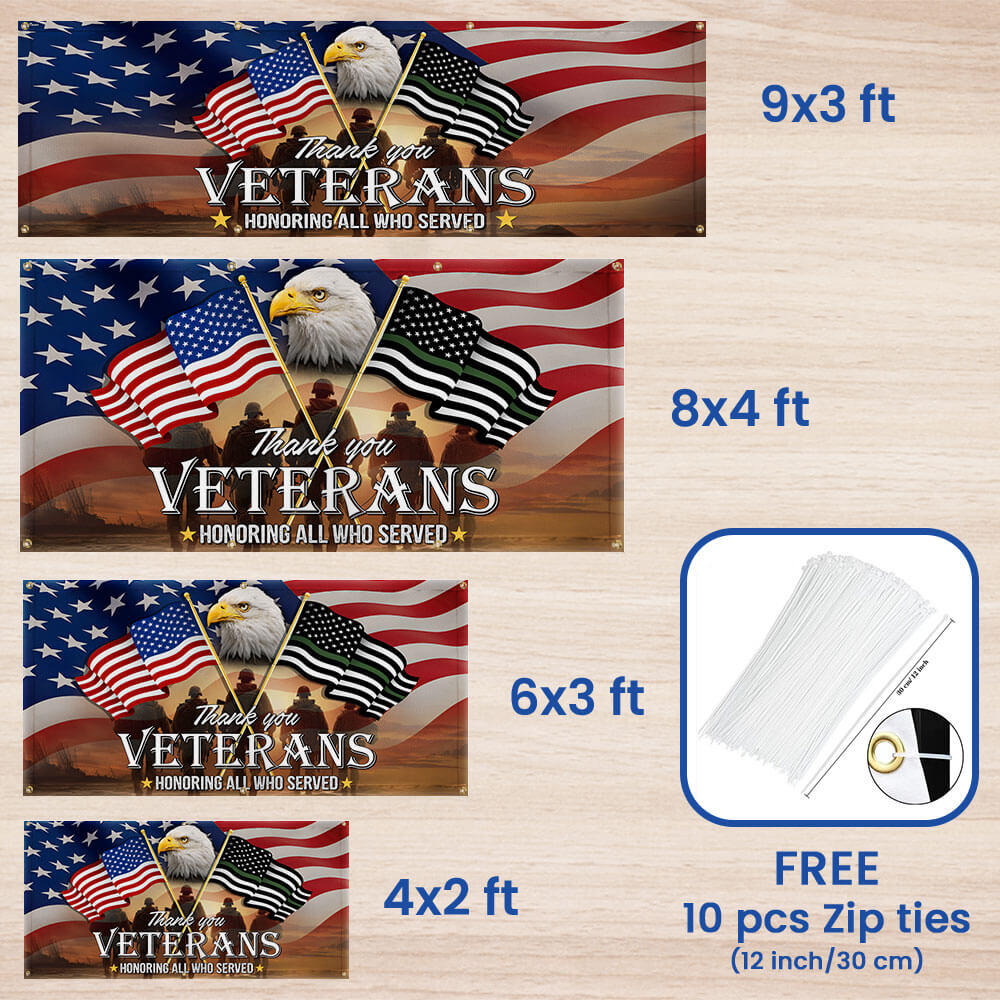 Veterans Day Thank You Veterans, American Eagle Memorial Veteran Fence Banner