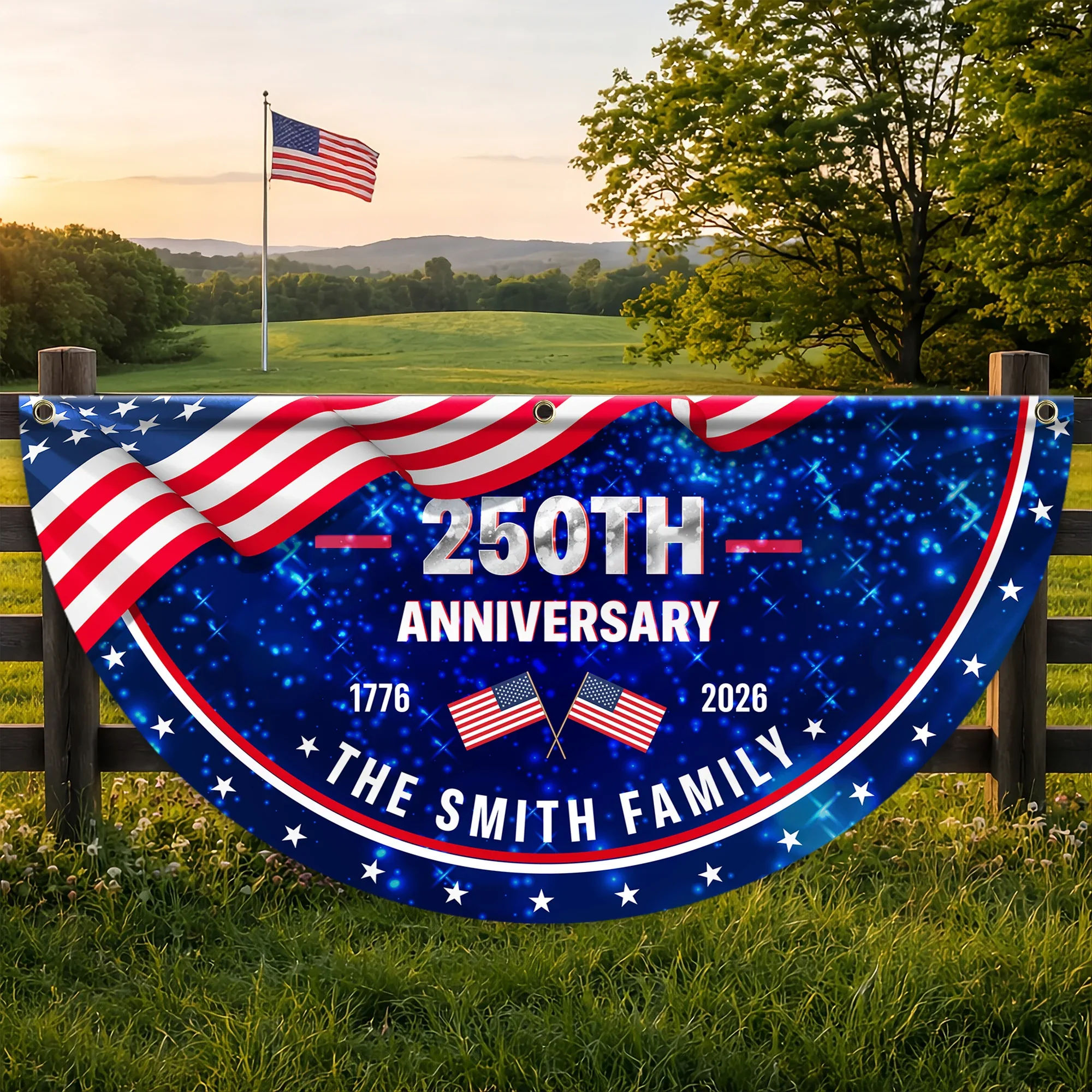 Personalized American Pride 250th Anniversary Fan Flag