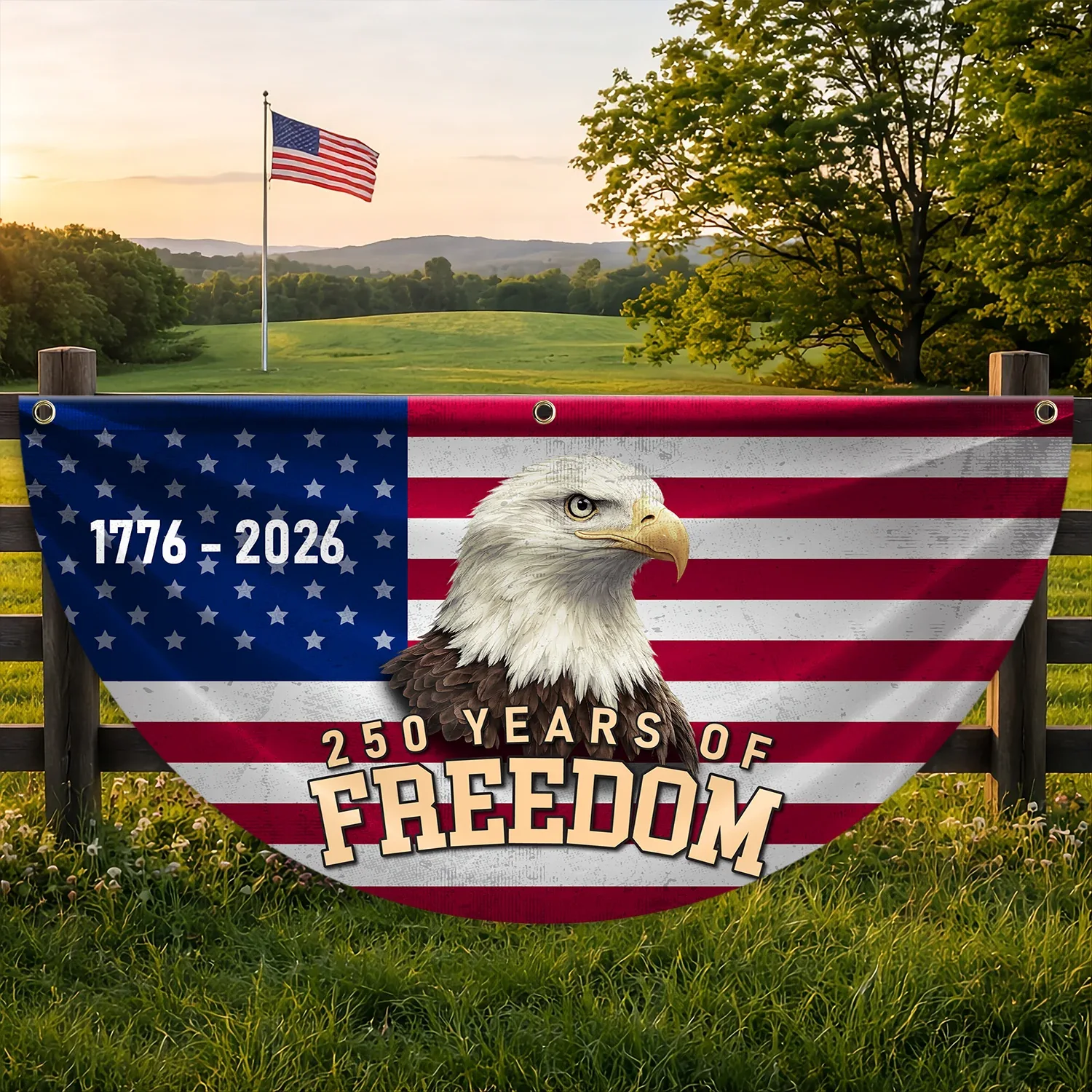 250 Years of Freedom Patriotic Eagle Fan Flag