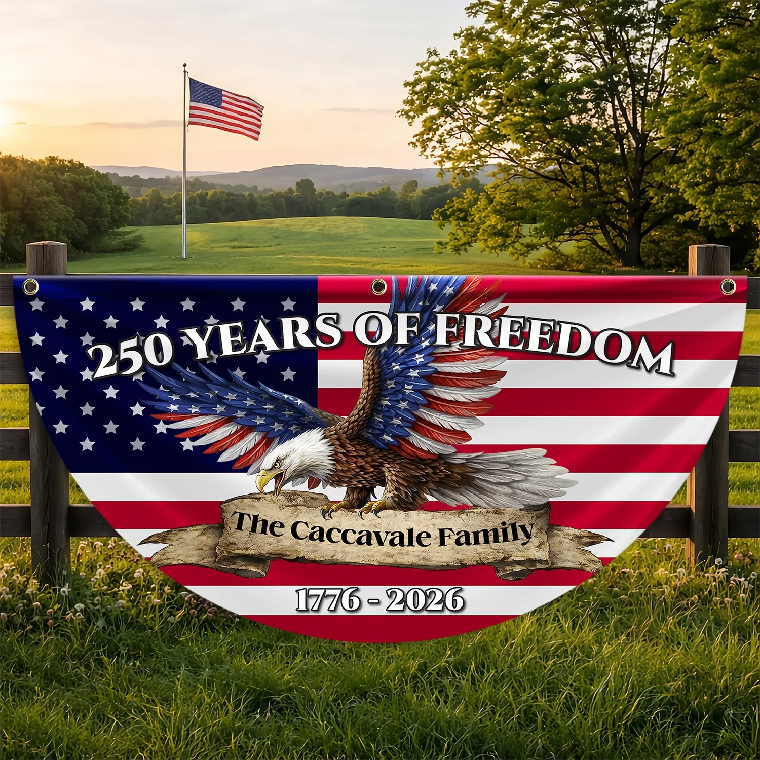 Personalized 250 Years of Freedom Eagle Fan Flag