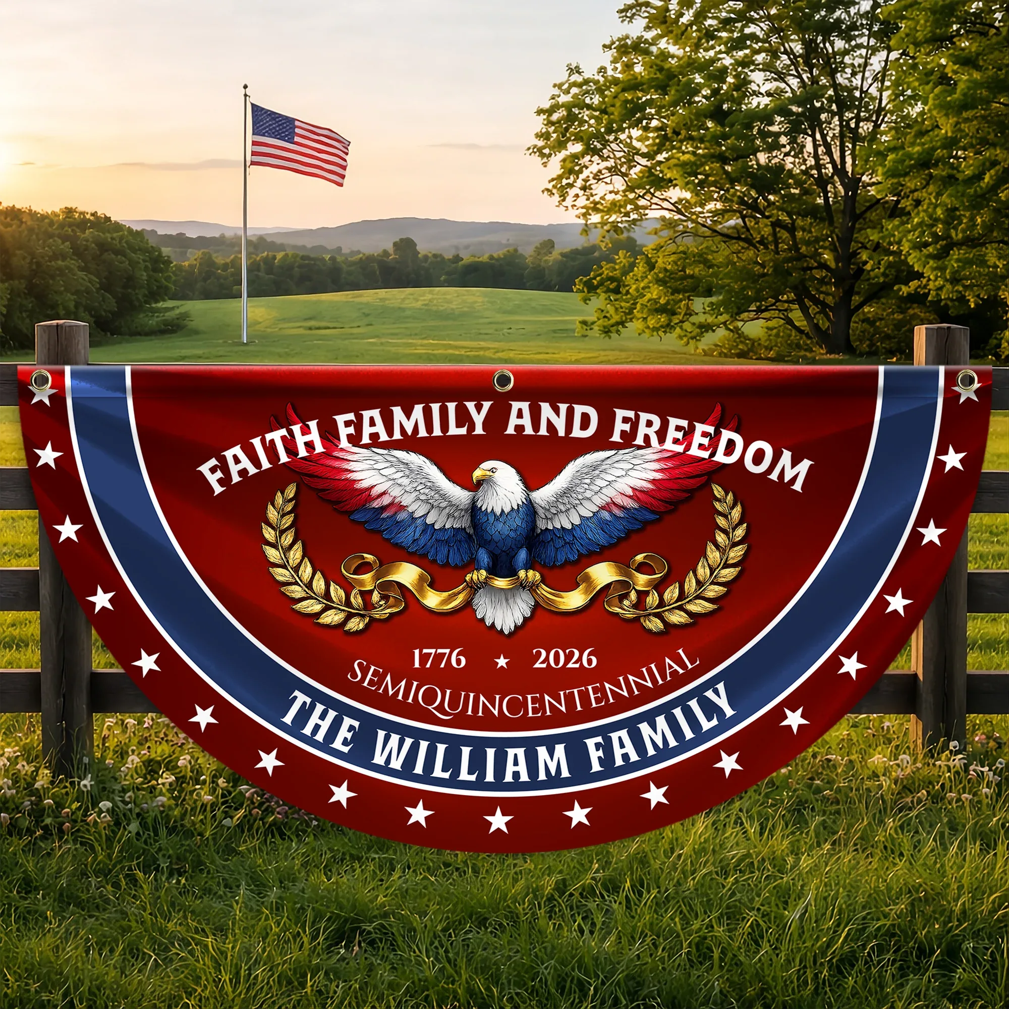 Personalized Faith Family Freedom Patriotic Fan Flag