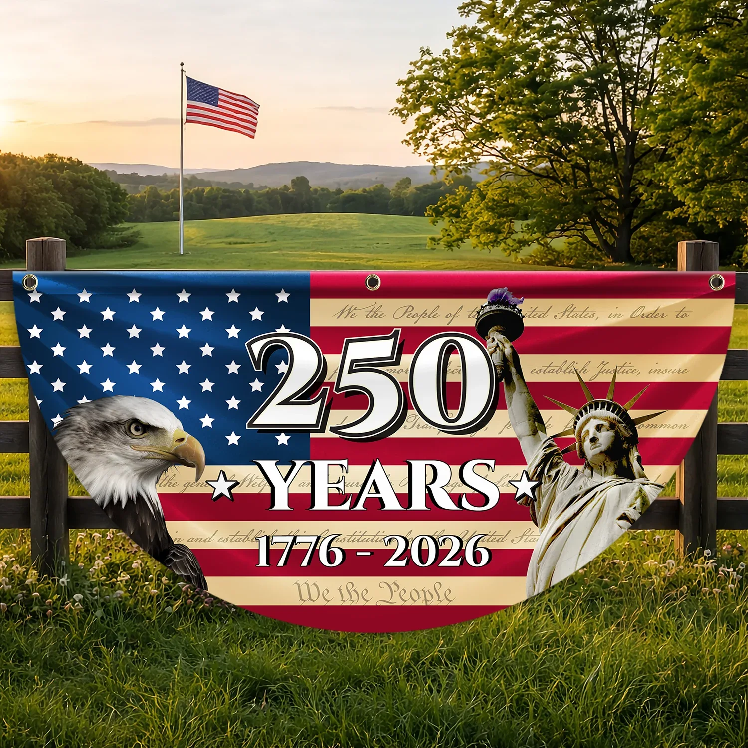 250 Years USA Constitution Patriotic Fan Flag