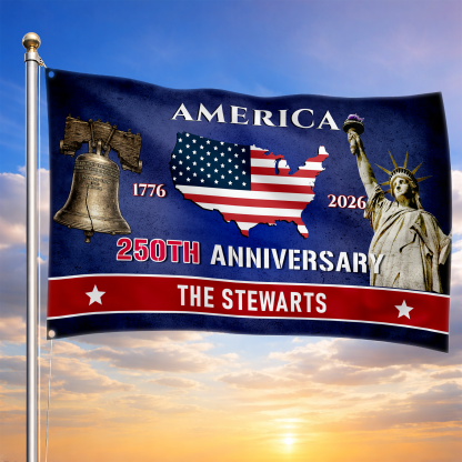 Personalized America 250th Anniversary Patriotic House Flag