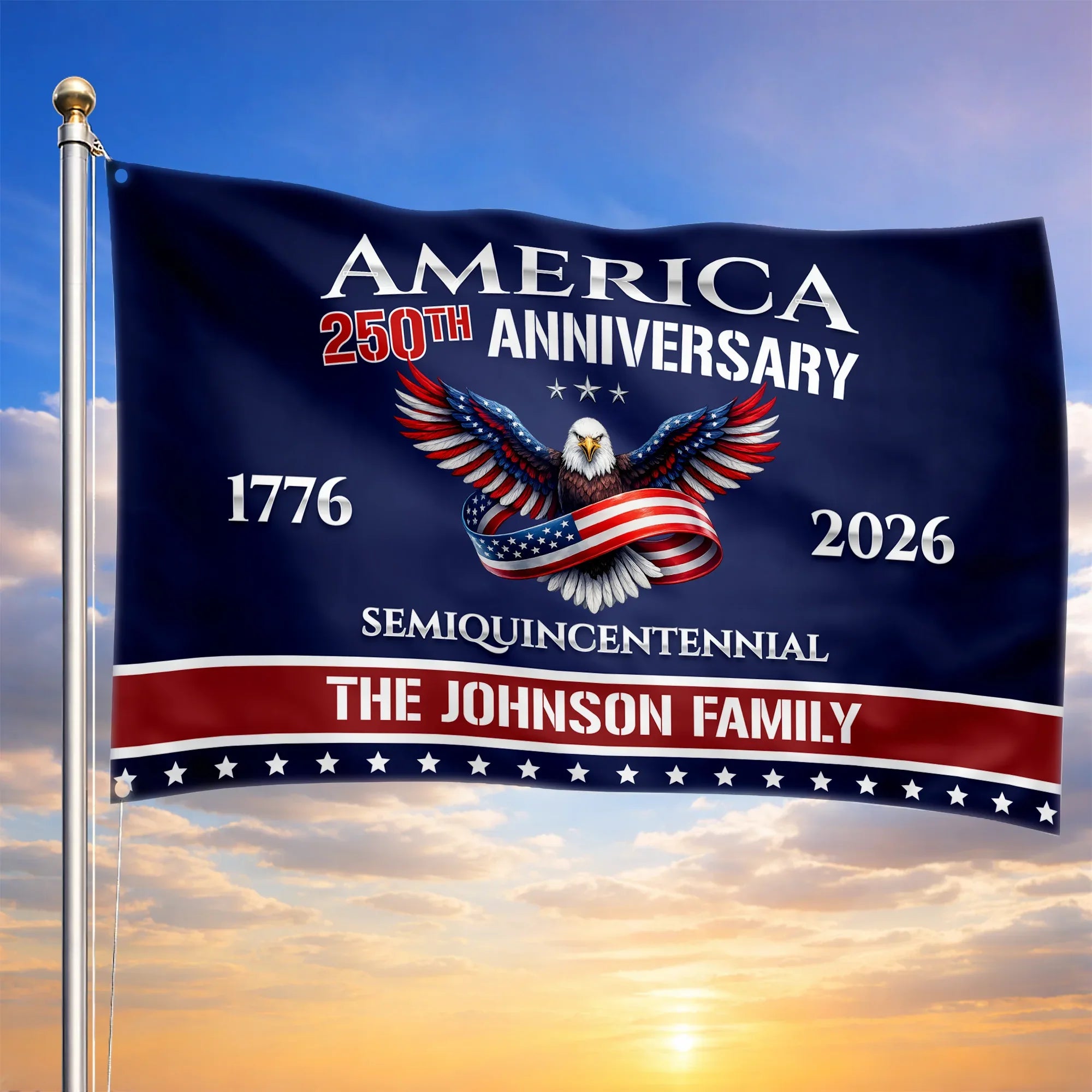 Personalized America 250th Anniversary Semiquincentennial House Flag