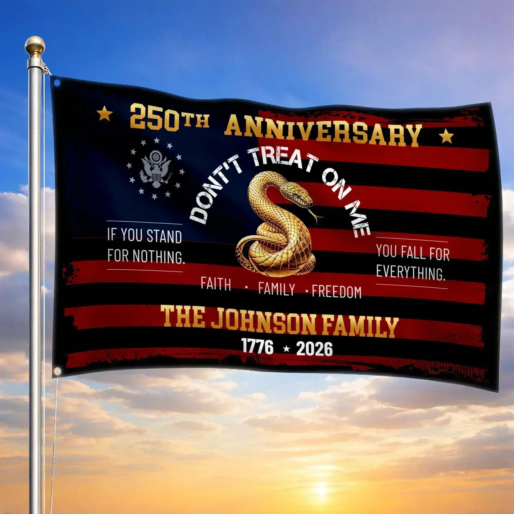 Personalized Don't Treat On Me 250th Anniversary House Flag