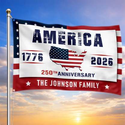 Personalized America 250th Anniversary USA Map House Flag
