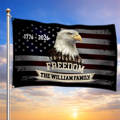Personalized 250 Years of Freedom Vintage Eagle House Flag