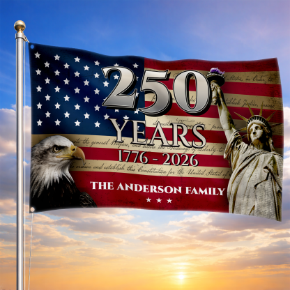 Personalized America 250 Years Eagle & Liberty House Flag