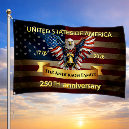 Personalized 250th Anniversary Patriotic Eagle House Flag