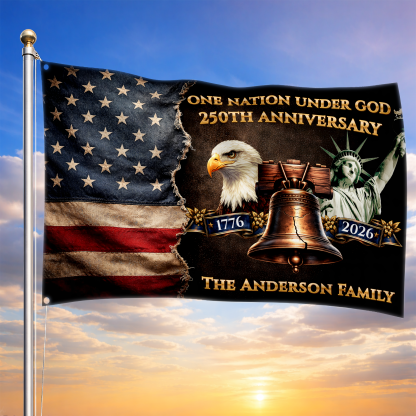 Personalized One Nation Under God 250th Anniversary House Flag