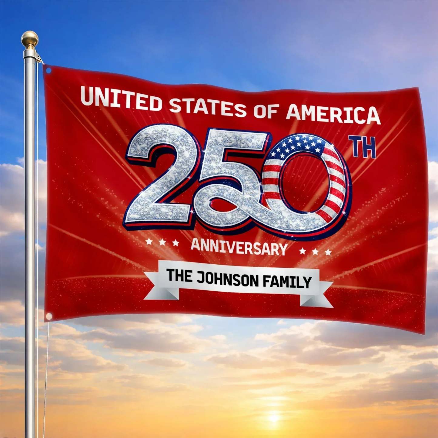 Personalized United States 250th Anniversary House Flag