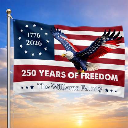 Personalized 250 Years of Freedom Eagle House Flag