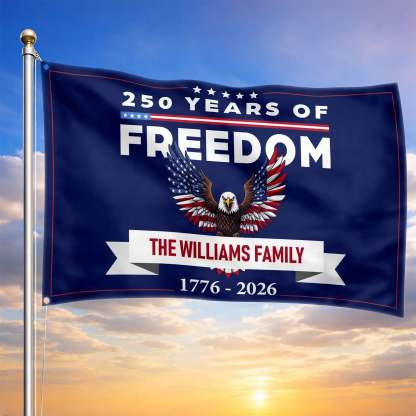 Personalized 250 Years of Freedom Patriotic Eagle House Flag