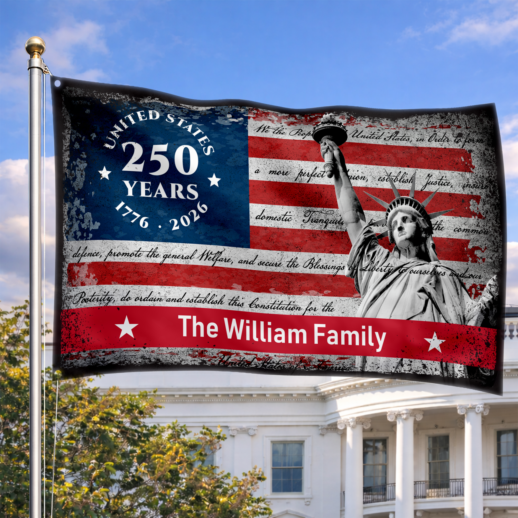 Personalized We The People 250th Anniversary House Flag