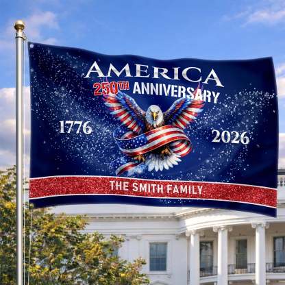 Personalized America 250th Anniversary Eagle House Flag