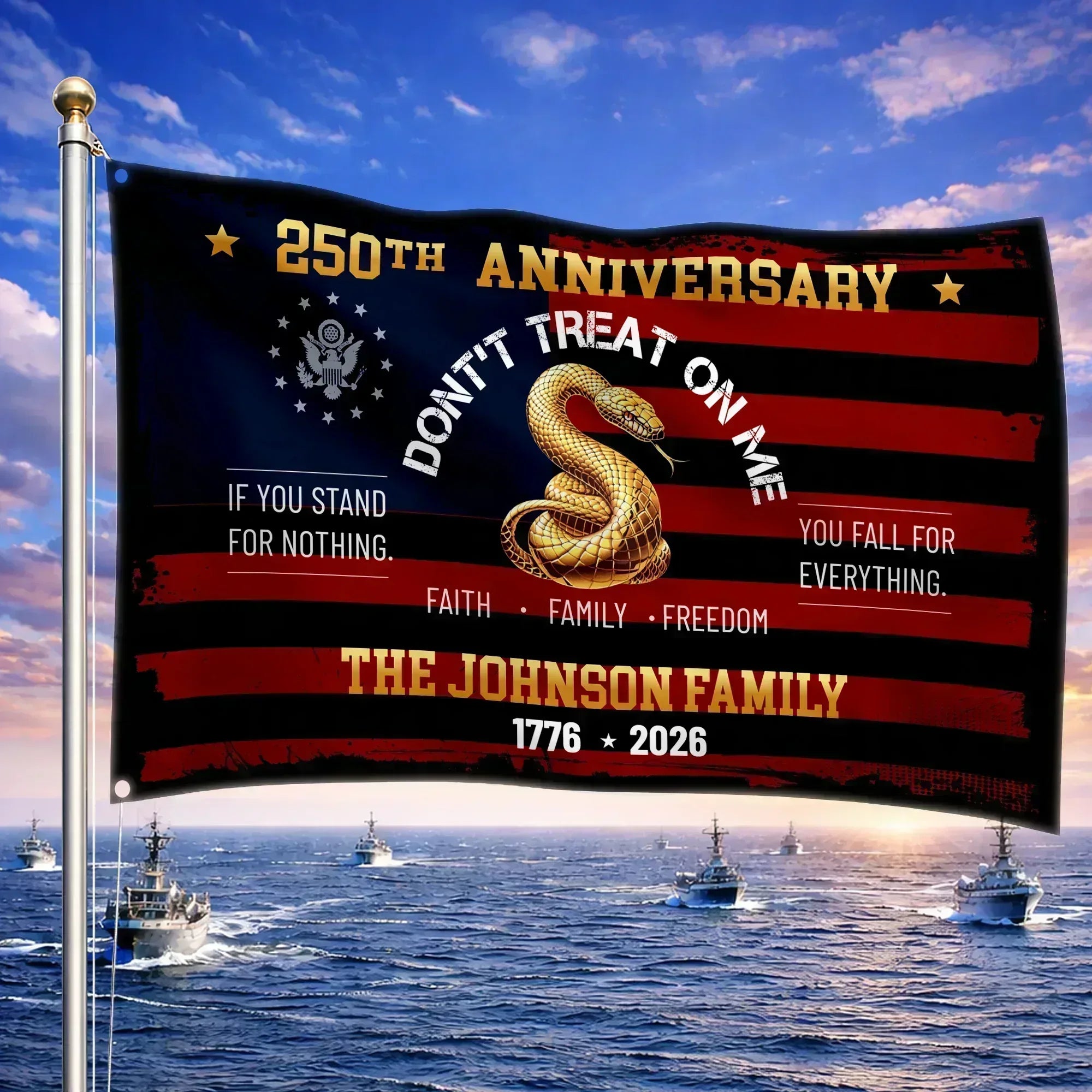 Personalized Don't Treat On Me 250th Anniversary House Flag