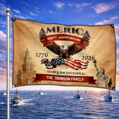 Personalized Vintage Patriotic Semiquincentennial House Flag