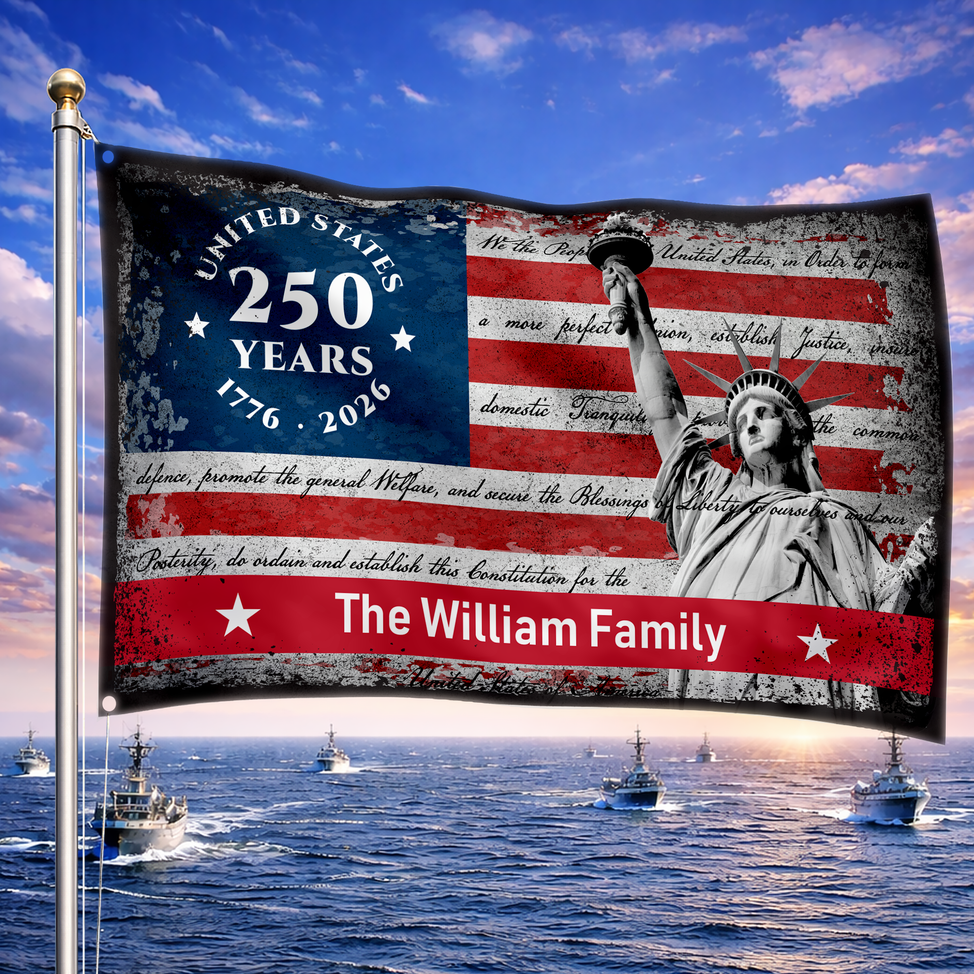 Personalized We The People 250th Anniversary House Flag