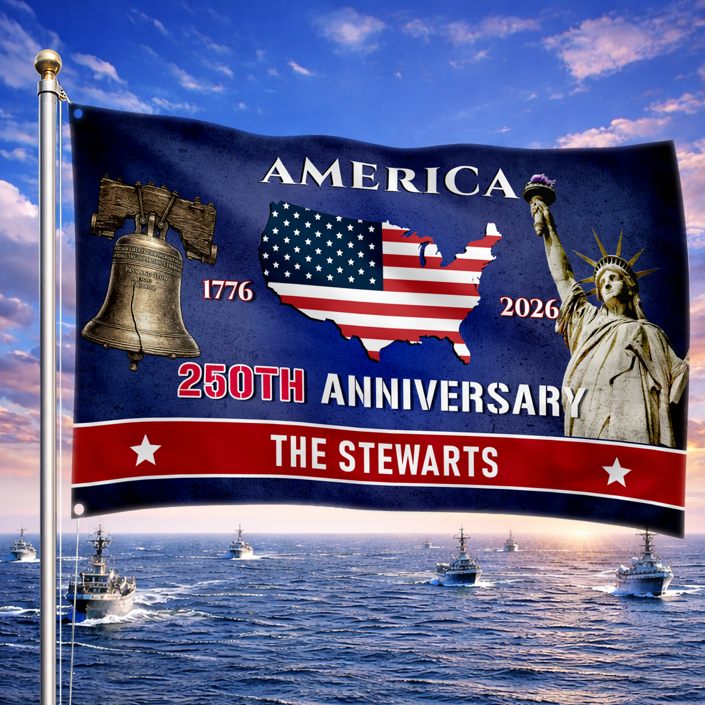 Personalized America 250th Anniversary Patriotic House Flag