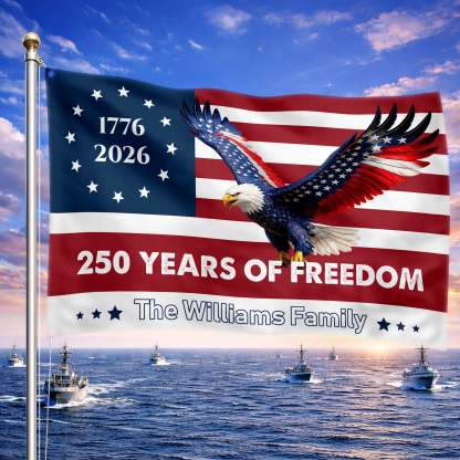 Personalized 250 Years of Freedom Eagle House Flag