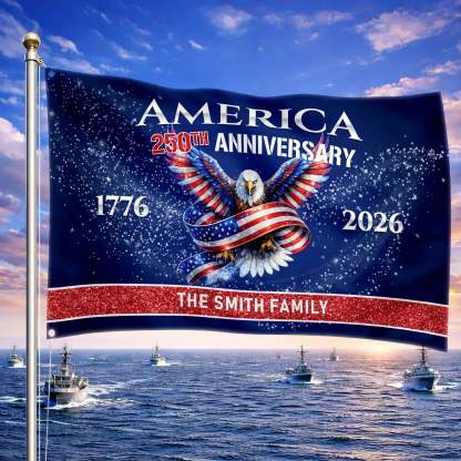 Personalized America 250th Anniversary Eagle House Flag