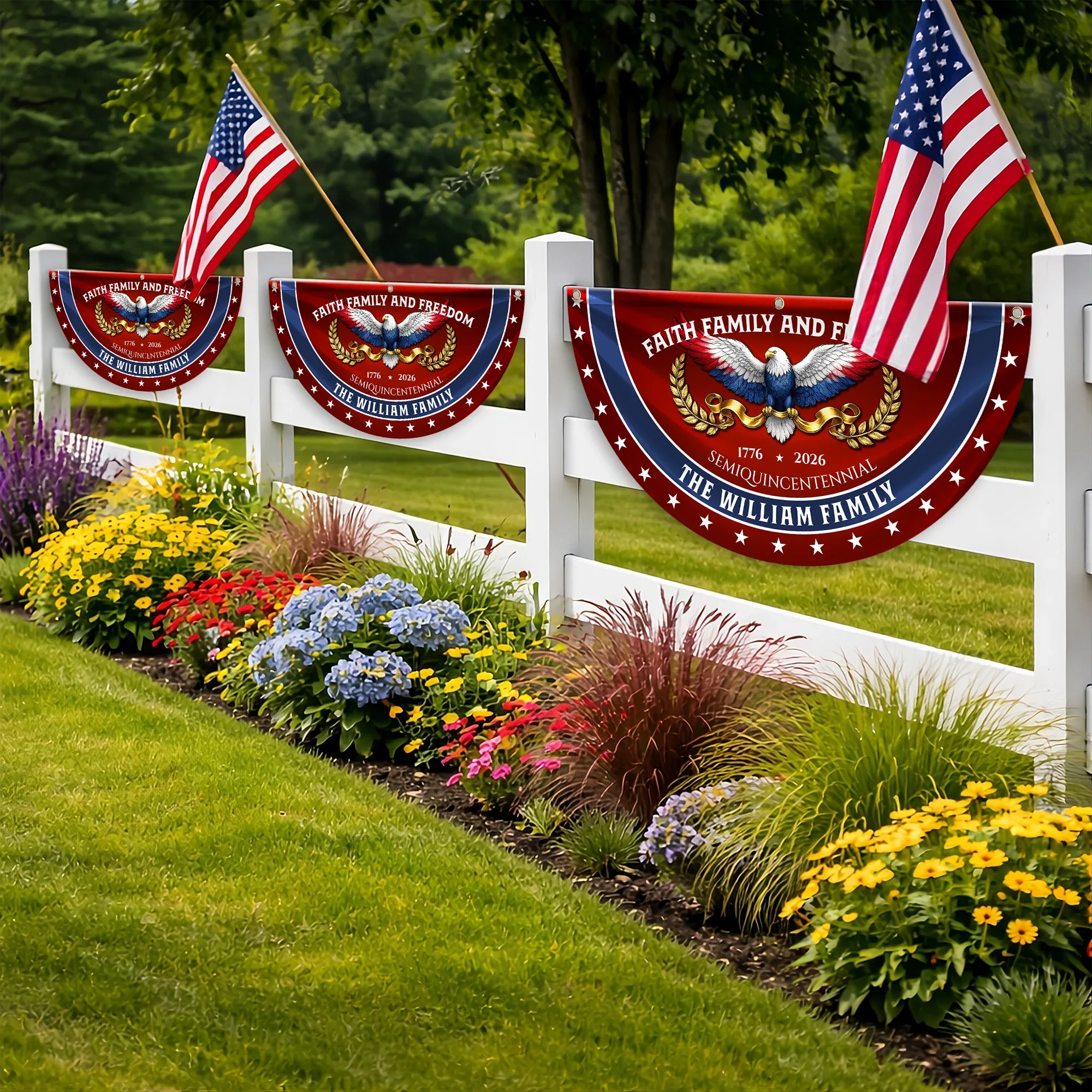 Personalized Faith Family Freedom Patriotic Fan Flag