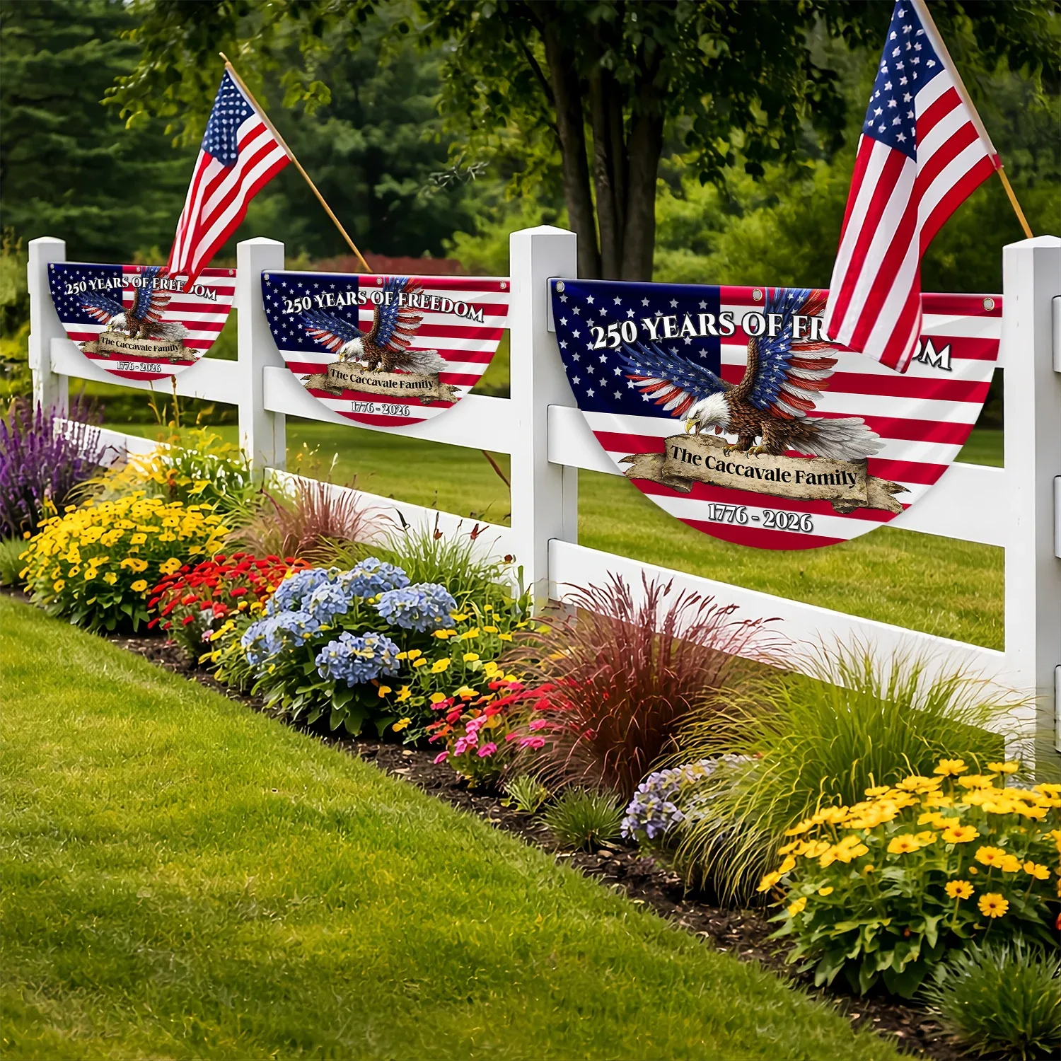 Personalized 250 Years of Freedom Eagle Fan Flag
