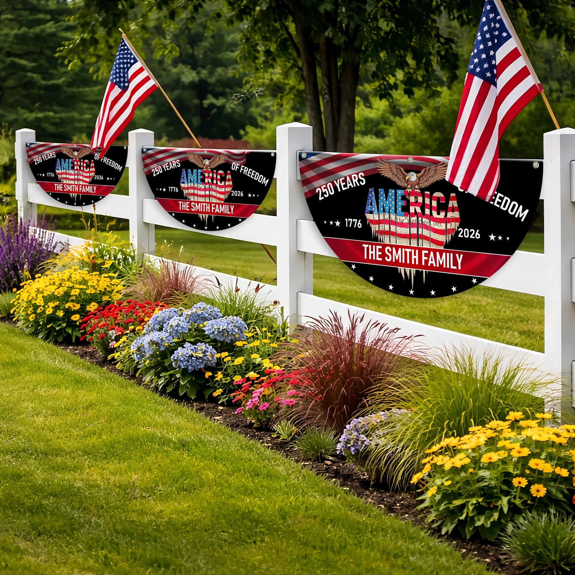 Personalized 250 Years of Freedom Patriotic Fan Flag