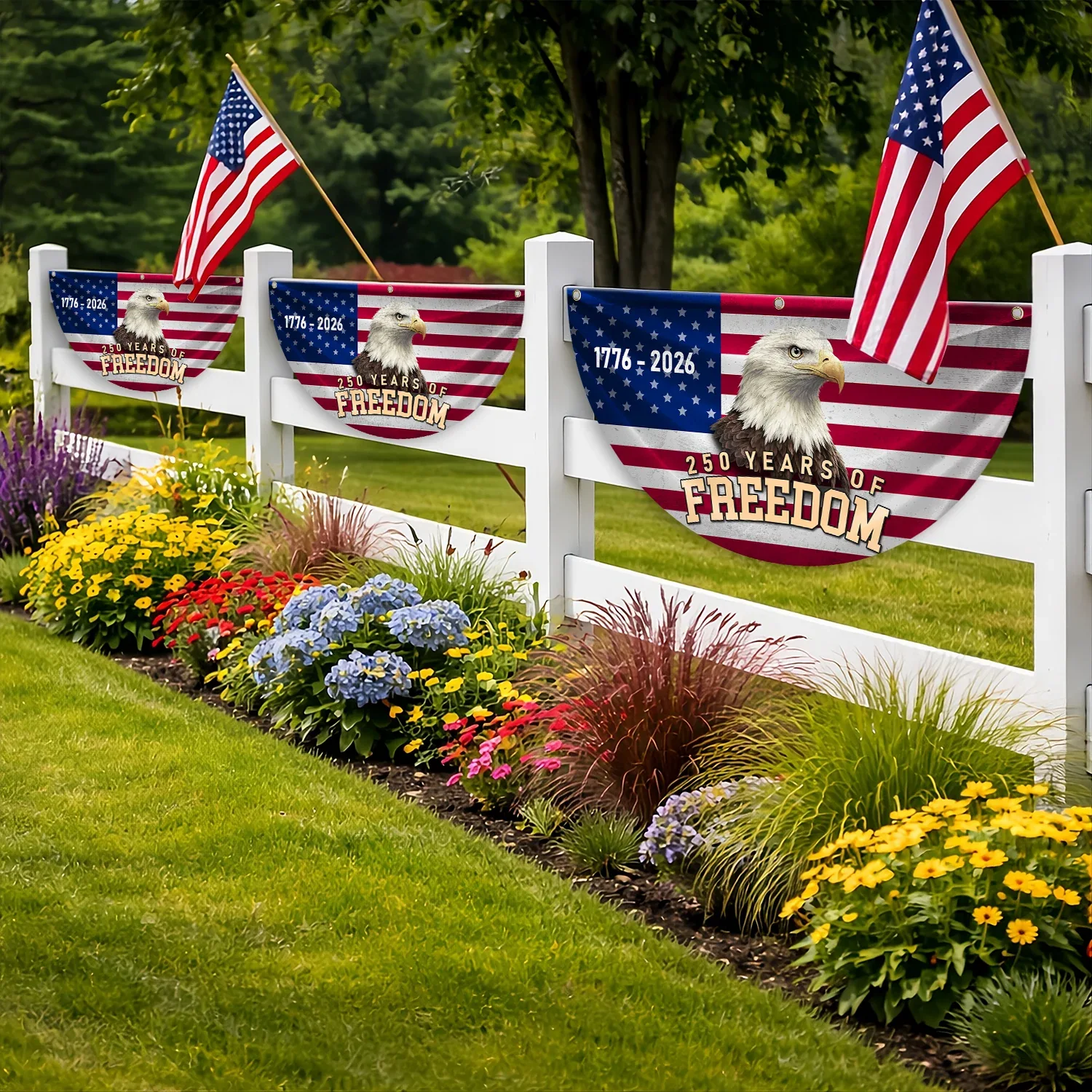 250 Years of Freedom Patriotic Eagle Fan Flag